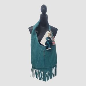 Natasha Couture Green Velvet And Rhinestone Bag Charm/Key Chain